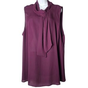 Torrid Georgette Tie Neck Sleeveless Blouse Winter Bloom Purple Plus Size 3X NWT